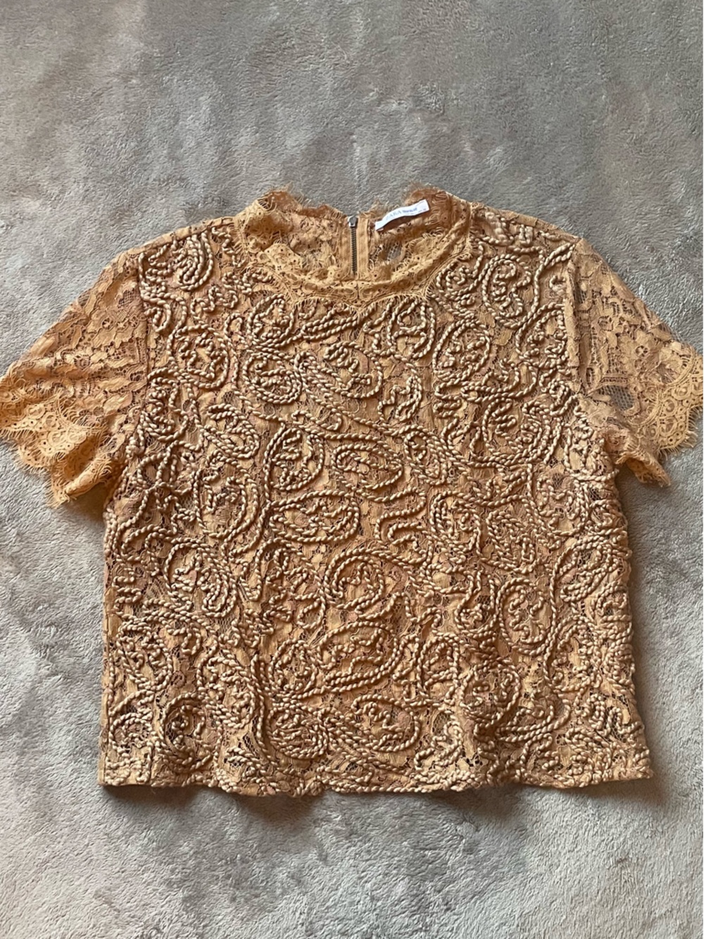 Zara Lace Embroidered Boxy Top Size Large Boho Romantic Victorian Coquette